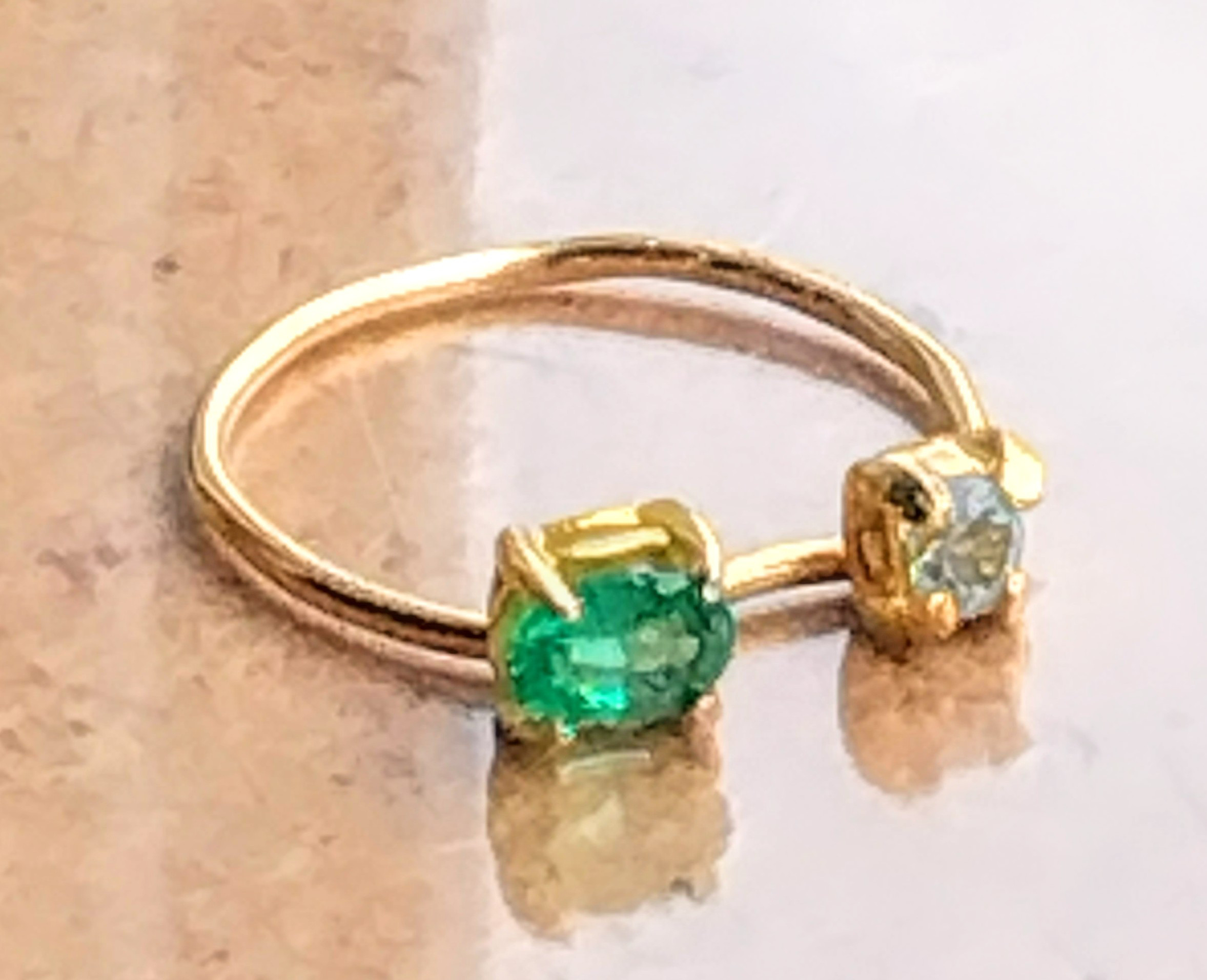 - color - Aquamarine & Emerald Ring