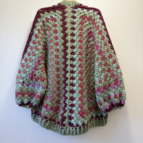 tela 手編み カラフルニット カーディガン 古着 フラミンゴ ☆handmade☆手編み カラフルカーディガン❤️ ニット・セーター