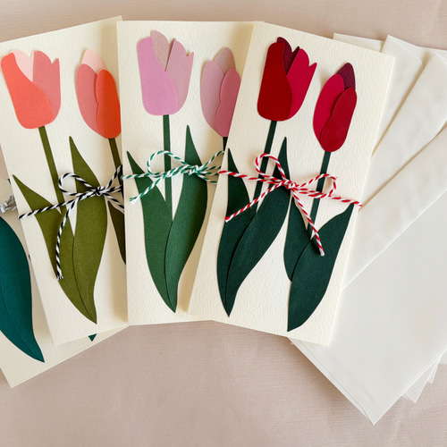 簡単•折り紙】卒業入学♡チューリップの花束の作り方 リボン