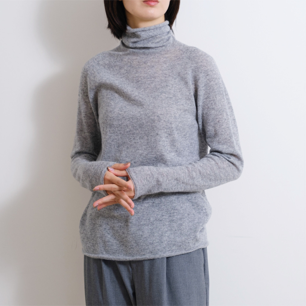 100% カシミヤ シングルヤーン タートルネック Grey 22,275円