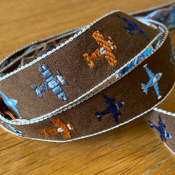 新商品！『日本製　チロリアンテープ　チロルテープ　飛行機　ジャガード　45－ブラウン』～20㎜巾×1m単位でカット～　 4枚目の画像