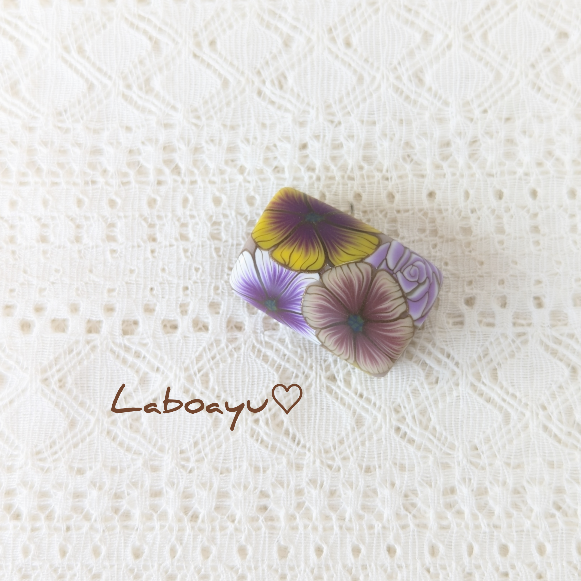 帯留め〈Harvest・金鳳花&Rose〉×灰桜 4,301円