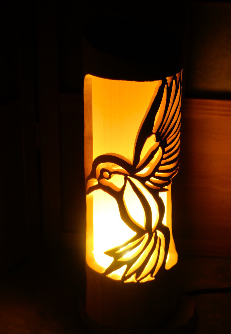 ◆繊細彫◆竹灯り・竹あかり・竹灯籠　 ～～ 癒しの灯り ★鳥舞★～～