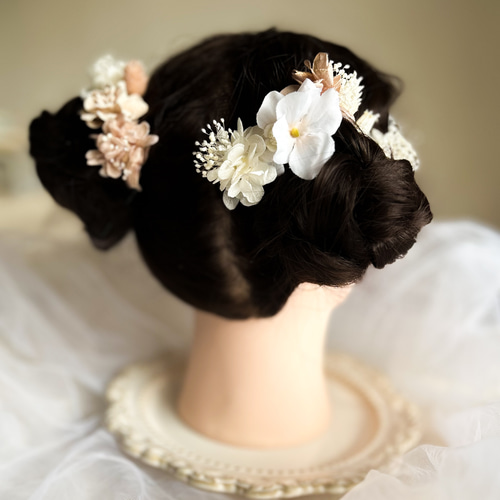 ツイン お団子 髪飾り 成人式 卒業式 七五三 プリザーブドフラワー