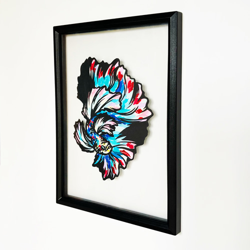 ちぎり絵【ベタ】☆送料込み☆ ちぎり絵×切り絵絵】原画アート 『be-tta（ベタ）』 絵画 紙のおくり