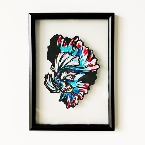 ちぎり絵【ベタ】☆送料込み☆ ちぎり絵×切り絵絵】原画アート 『be-tta（ベタ）』 絵画 紙のおくり