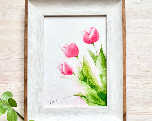 【原画販売】チューリップのブーケ　水彩画 原画販売】チューリップのブーケ 水彩画 原画販売】チューリップ