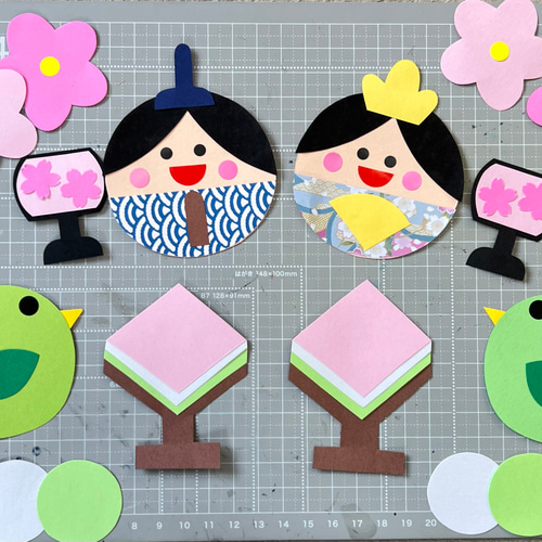 保育製作 ひなまつり壁面 壁面飾り 3月壁面 保育園 型紙 保育製作