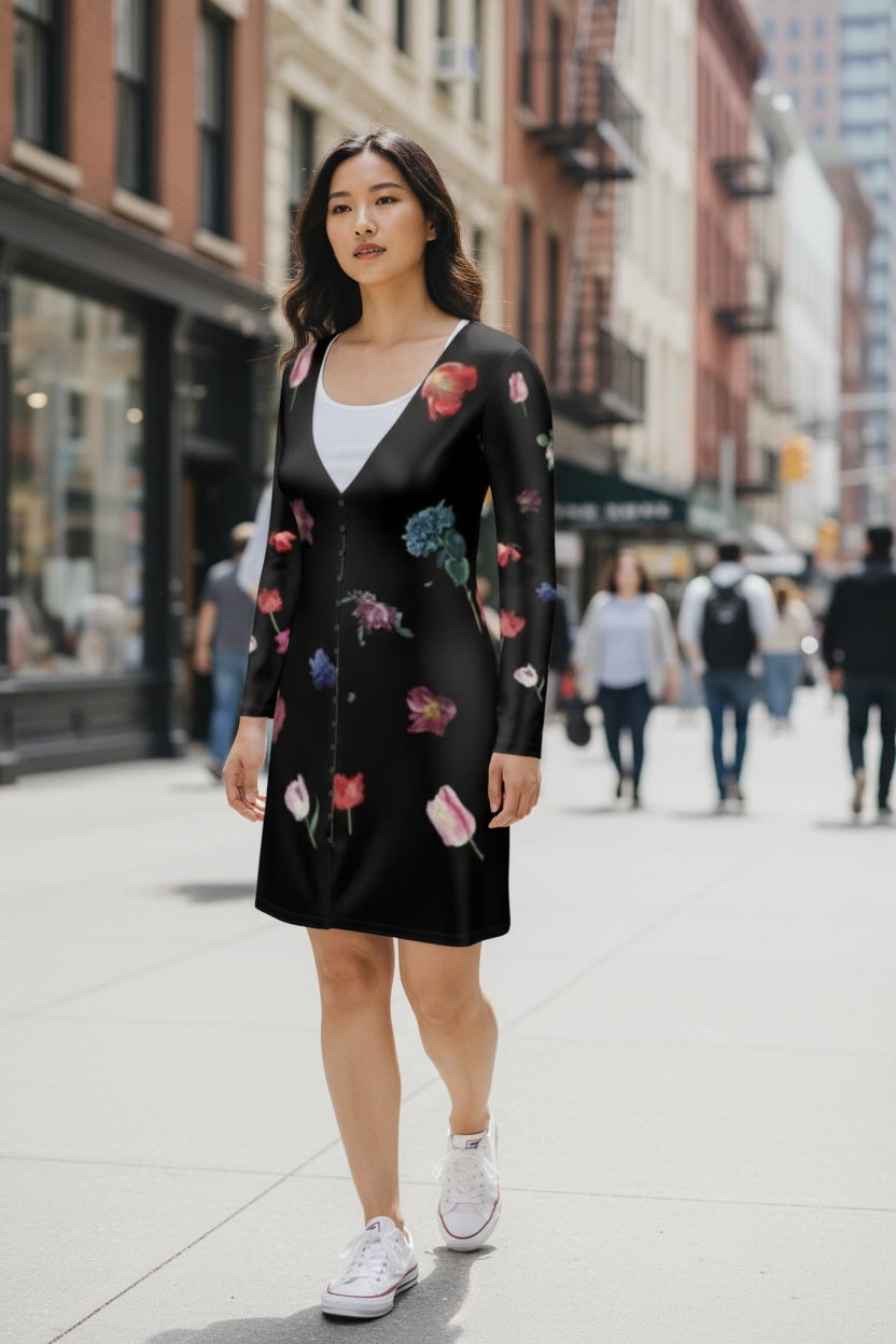 スプリングフラワーのショート丈カーディガン