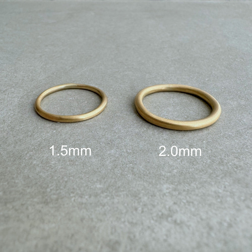 K18】2mm ring 槌目マット/イエローゴールド/指輪/リング
