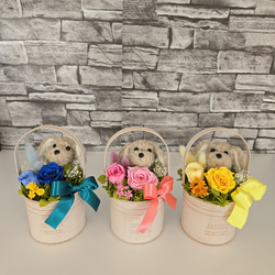 ★送料無料！花と犬【プリザーブドフラワー100%】花 犬 ペット 誕生日 犬好き 母の日 誕生日 フラワーアレンジメント 10枚目の画像