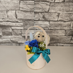 ★送料無料！花と犬【プリザーブドフラワー100%】花 犬 ペット 誕生日 犬好き 母の日 誕生日 フラワーアレンジメント 7枚目の画像