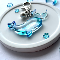 イニシャルキーホルダーアクアマリン キーリング 真夜中の小人