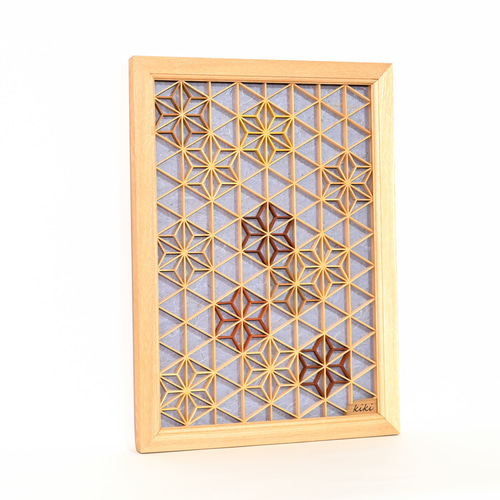 アウトレット 組子細工×和紙のウォールデコ 【麻の葉散らし