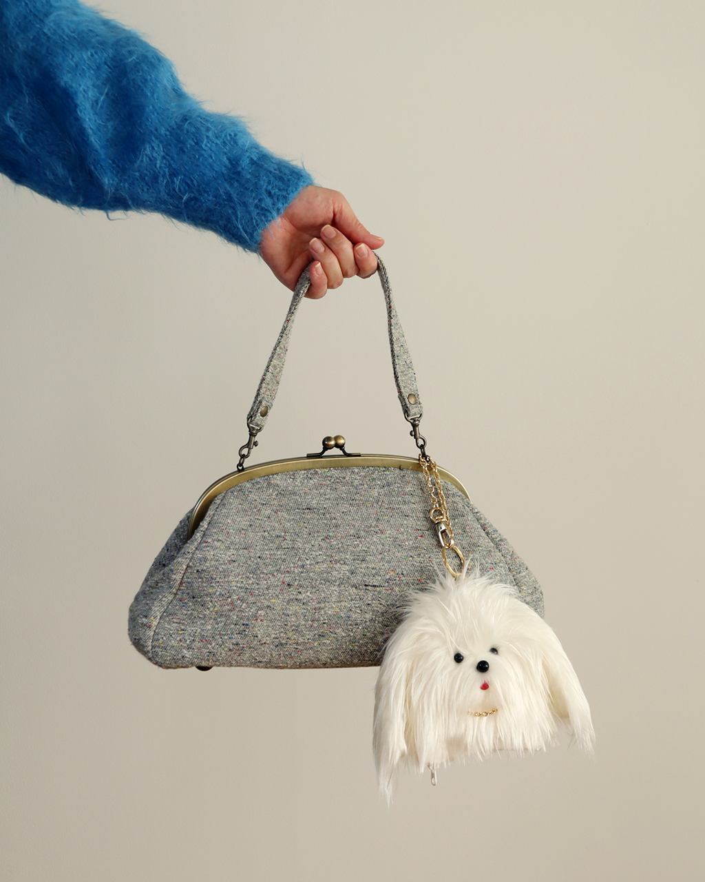 【受注生産】Long Haired Dog mini Pouch "YUKI"
