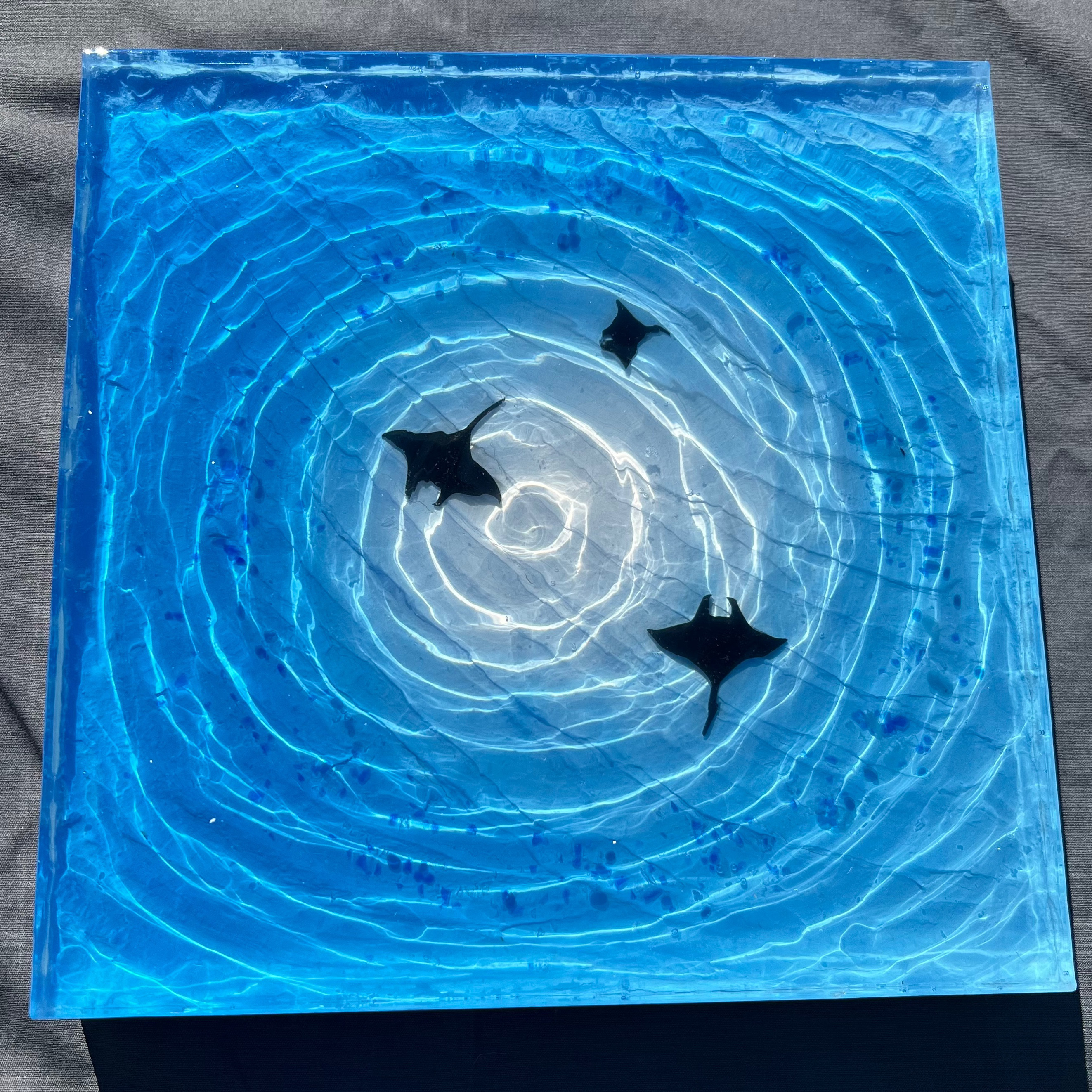 【波紋アート】マンタの遊泳／砂紋／20cmスクエア／ナチュラルサンド／枠なし 波紋アート】マンタの遊泳／砂紋／20cmスクエア／ナチュラルサンド／枠