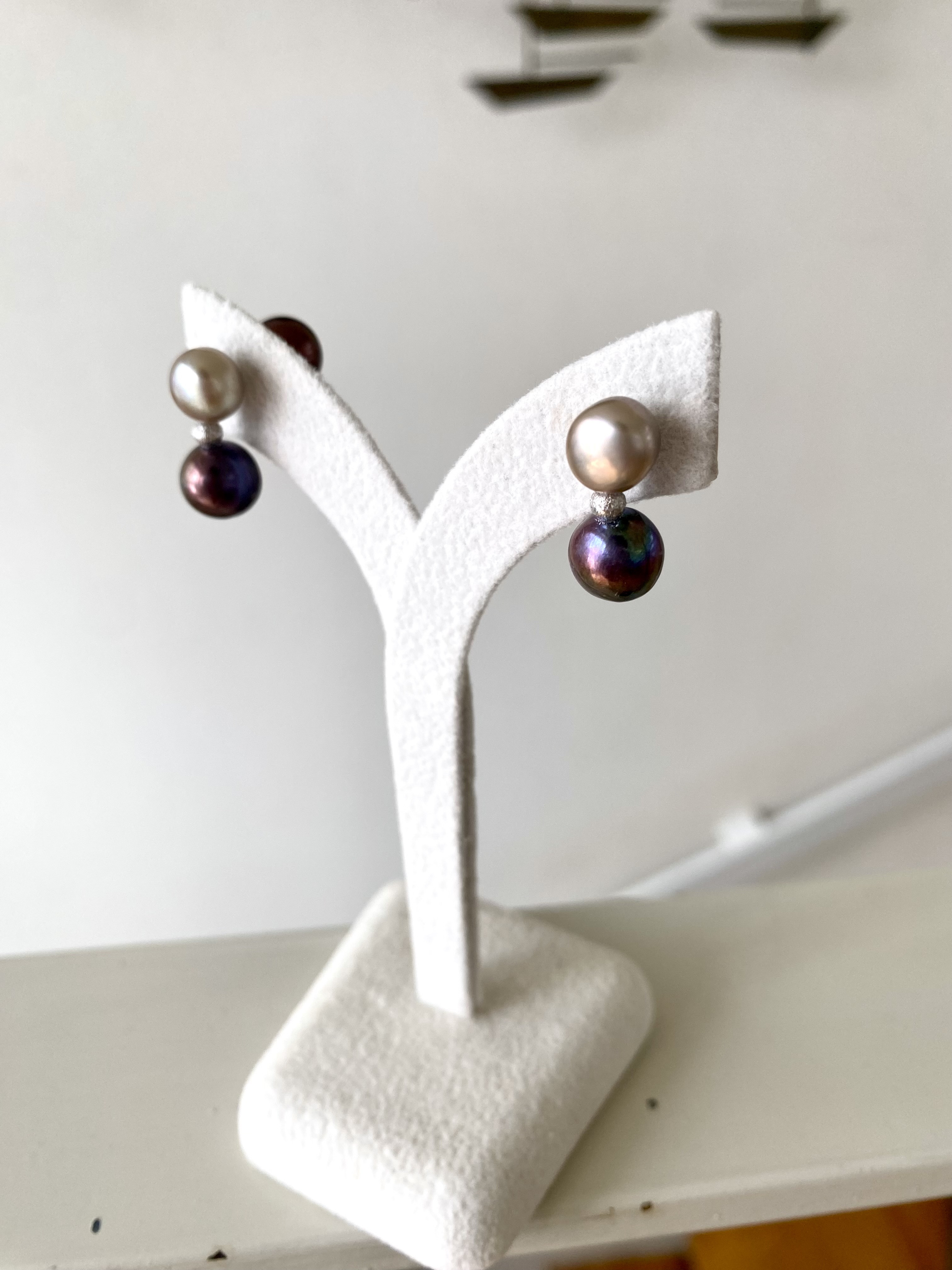 シルバー＆インディゴパープル　ピアス