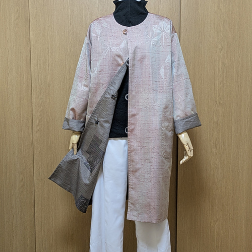 SOLD 着物リメイク リバーシブルコート 大島紬・紬 フリーサイズ