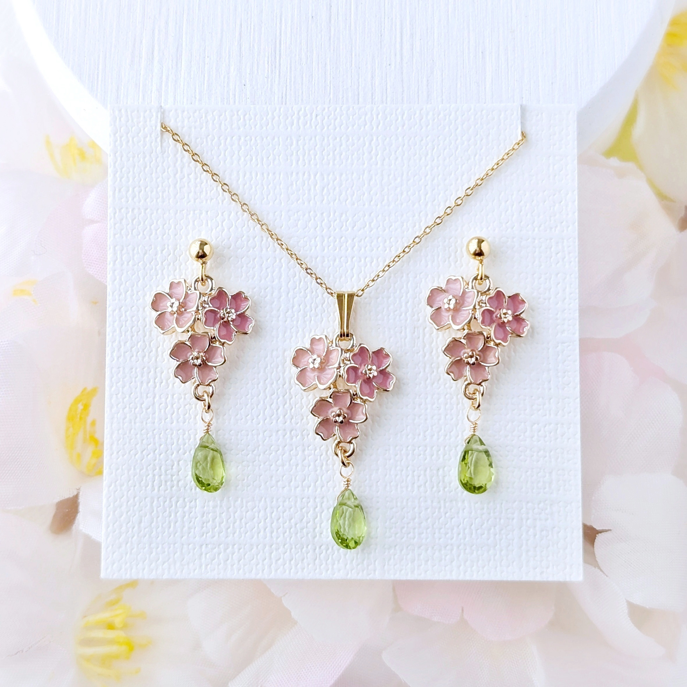 春の超早割2026 ＊2点セット＊ 春爛漫 桜のピアス/イヤリング＆ネックレス