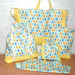 ハンドメイド　オーダー　のりもの　ランチョンマット　巾着袋　レッスンバック　など レッスンバッグ キット 入園入学 手作り 4点セット 作り方 レシピ付