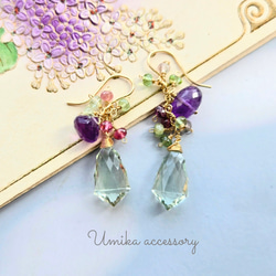 サーペンティン（リーフカービング）と天然石（ペリドット・スぺサル