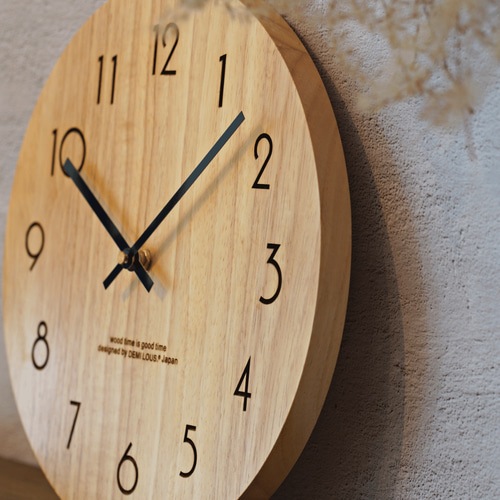 壁掛け時計 インテリア 掛け時計 木製 厚み2cm 大きさ30cm 静音