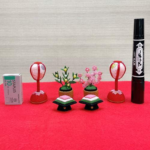 雛道具【桜ぼんぼり小 一対＆桜橘＆菱餅一対】お雛様 雛人形