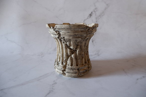 5号墨流し砂岩コラム鉢863　塊根植物　多肉植物　盆栽　植木鉢　作家鉢　鉢皿　沖縄 3枚目の画像