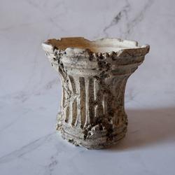 5号墨流し砂岩コラム鉢863　塊根植物　多肉植物　盆栽　植木鉢　作家鉢　鉢皿　沖縄 1枚目の画像