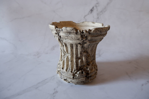 5号墨流し砂岩コラム鉢863　塊根植物　多肉植物　盆栽　植木鉢　作家鉢　鉢皿　沖縄 1枚目の画像