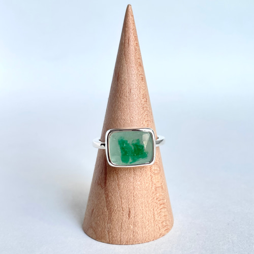 ☆レア鮮やか！☆エメラルドインクォーツリング サイズ14号 シルバー