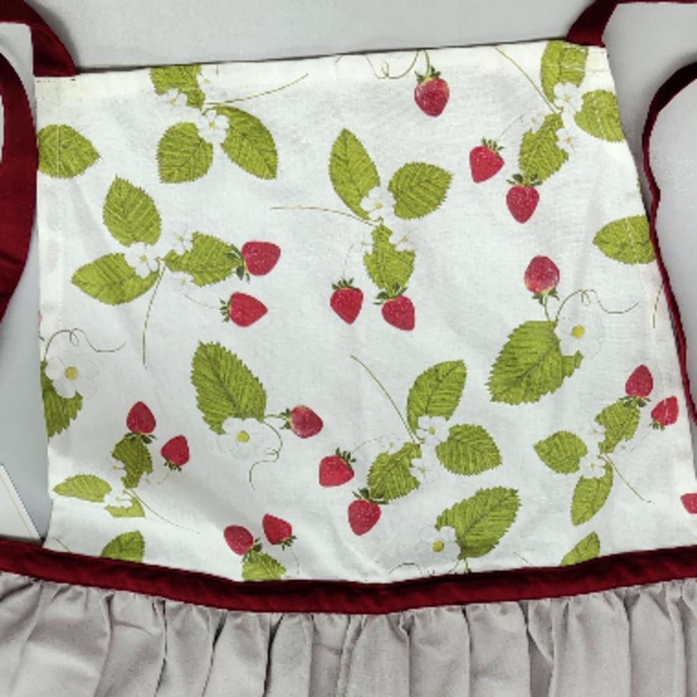 【子供用】エプロン おしゃれ ドレス ワンピース 大人 ギャザー スタイリッシュ 綿麻 ブランド イチゴ ストロベリー