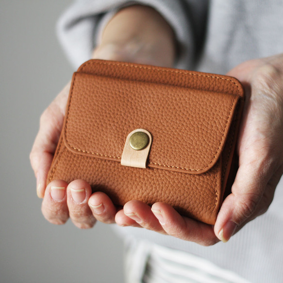 本革 プチウォレット ミニ財布 二つ折り ボックスコイン ソフトレザー 柔らかい くすみカラー コンパクト W-363 4枚目の画像
