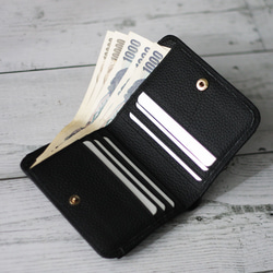 本革 プチウォレット ミニ財布 二つ折り ボックスコイン ソフトレザー 柔らかい くすみカラー コンパクト W-363 3枚目の画像