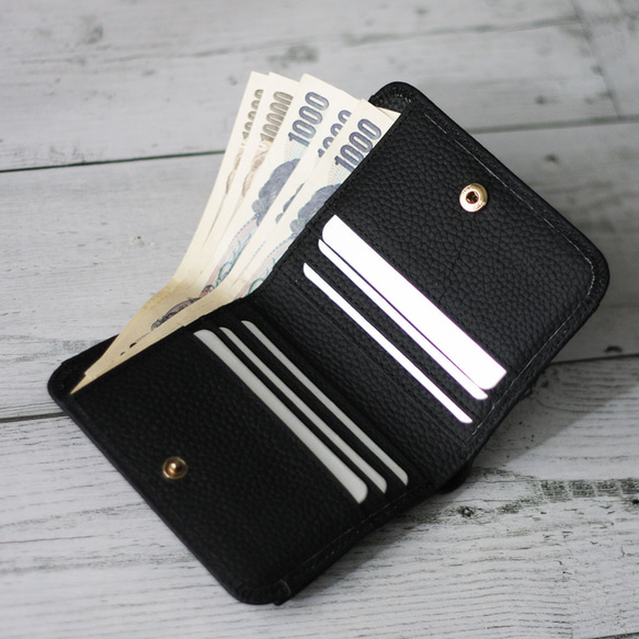 本革 プチウォレット ミニ財布 二つ折り ボックスコイン ソフトレザー 柔らかい くすみカラー コンパクト W-363 3枚目の画像