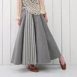 28% OFF！清倉大拍賣【自由舒展半身裙】隨心而動，展現優美身姿 *圓裙* 小倉織條紋 第11張的照片