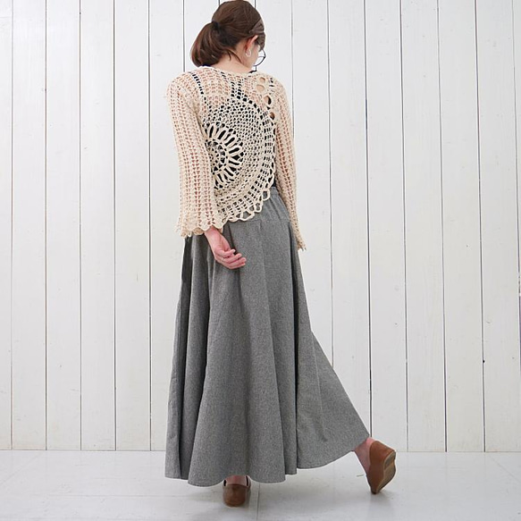 28% OFF！清倉大拍賣【自由舒展半身裙】隨心而動，展現優美身姿 *圓裙* 小倉織條紋 第13張的照片