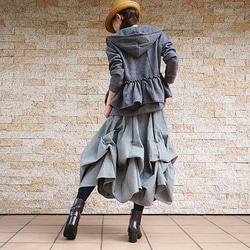 28% OFF！清倉大拍賣【自由舒展半身裙】隨心而動，展現優美身姿 *圓裙* 小倉織條紋 第8張的照片