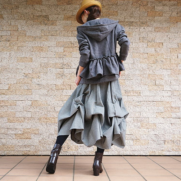 28% OFF！清倉大拍賣【自由舒展半身裙】隨心而動，展現優美身姿 *圓裙* 小倉織條紋 第8張的照片