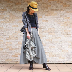 28% OFF！清倉大拍賣【自由舒展半身裙】隨心而動，展現優美身姿 *圓裙* 小倉織條紋 第4張的照片