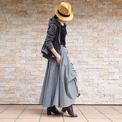 28% OFF！清倉大拍賣【自由舒展半身裙】隨心而動，展現優美身姿 *圓裙* 小倉織條紋 第3張的照片