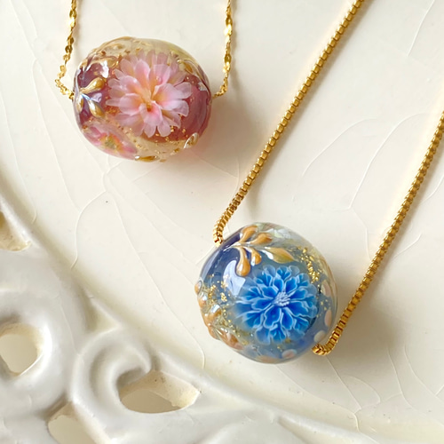 春を待ちわびるとんぼ玉 ネックレス・ペンダント 【 loco glass 】高田