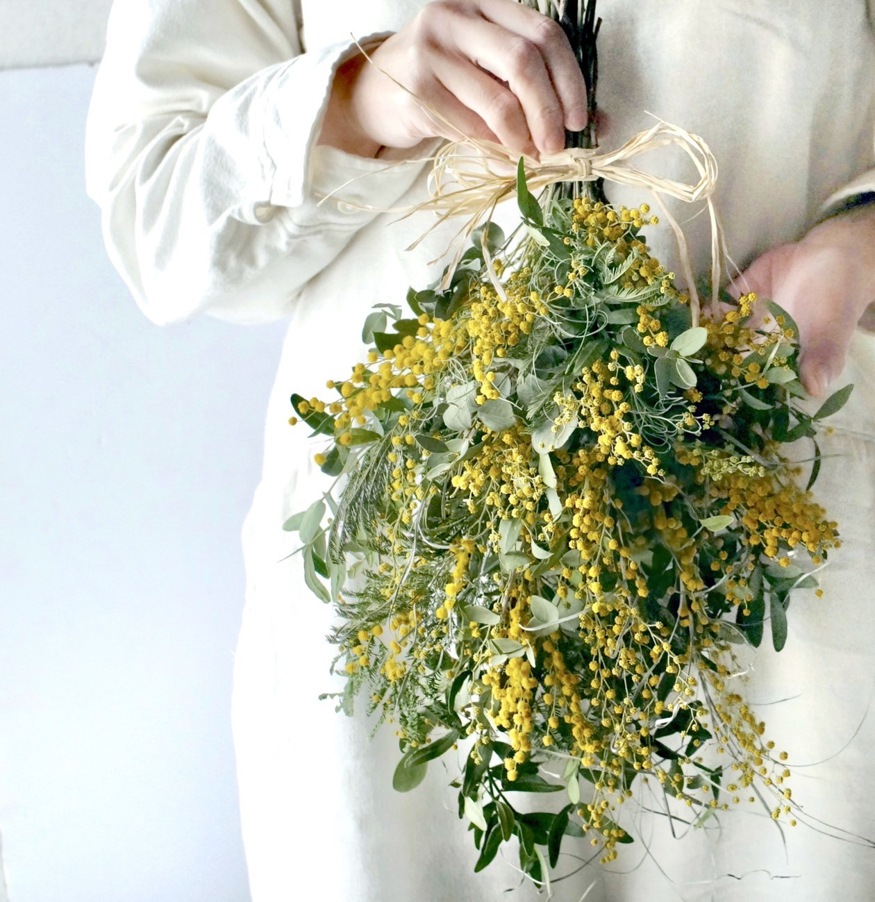 スワッグ 花束 ハンドメイド ブーケ 25 ミモザ ドライフラワーリース