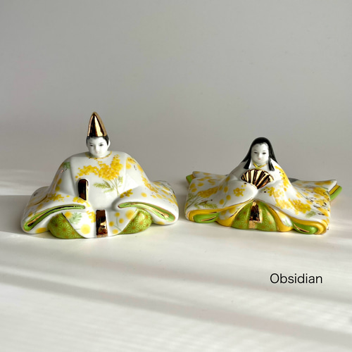 ⭐︎お雛様⭐︎ポーセリン ミモザ 柄 平安の雅 桃の節句 おひなさま