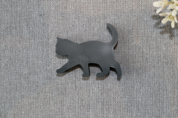 メモスタンド　カードスタンド　歩く猫シルエット　マットコールグレー 3枚目の画像