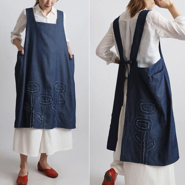 最終ＳＡＬＥ　億劫な家事が楽しくなる　花畑 エプロン　パッチワーク ワンピース　プレゼントH92