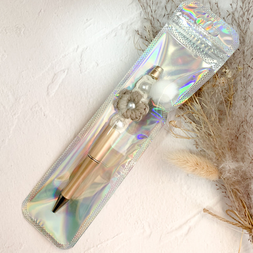 ♡可愛いパール×フラワーボールペン♡♡カスタムボールペン♡ マクラメ  