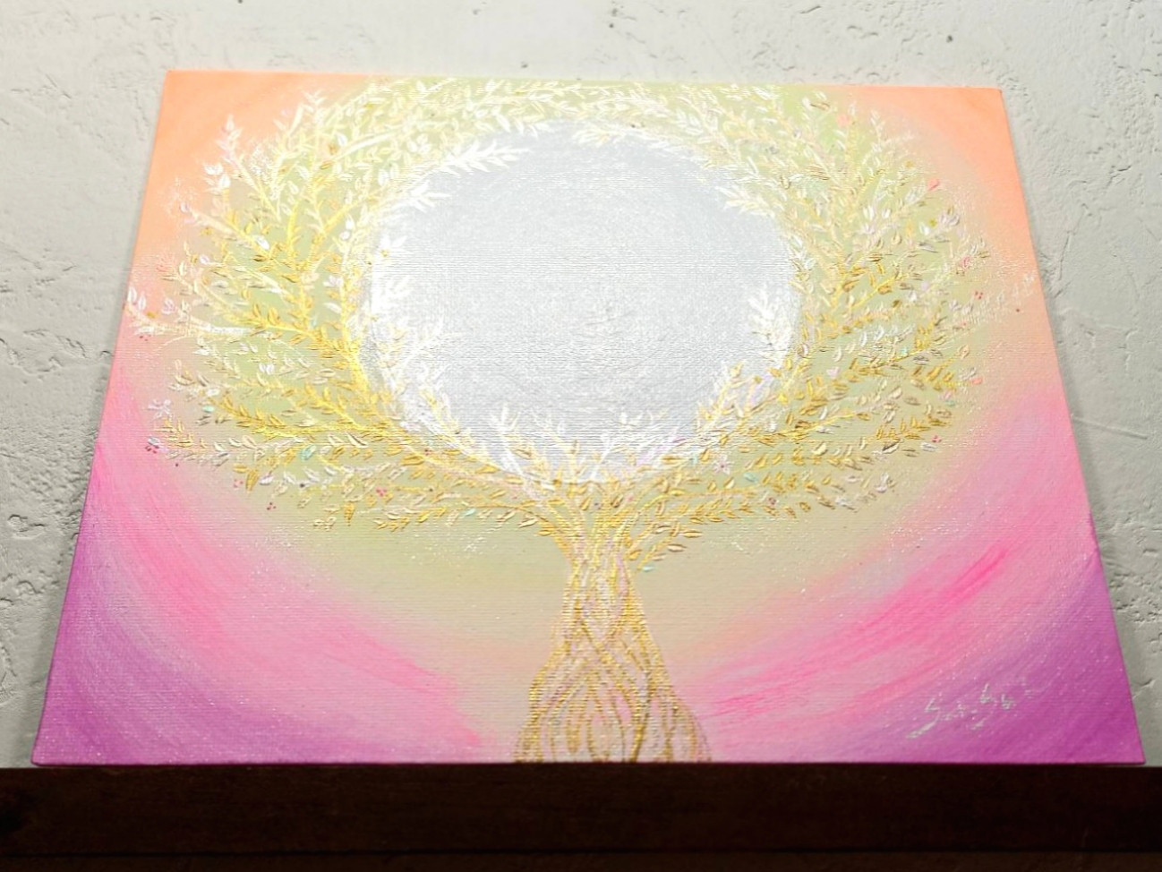 ヒーリング絵画＊月光　海の煌めき　満月　黄色　金運　貯蓄　財運　夜