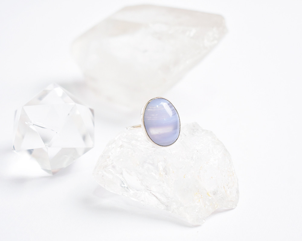 ブルーレースアゲートのシルバーリング　天然石　シルバー925