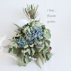 紫陽花とユーカリのドライフラワースワッグ ドライフラワー I Bee